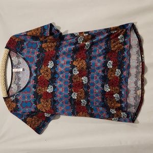 Lularoe Women's XL long casual top, floral and geometric design